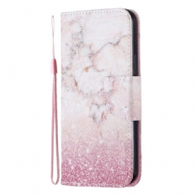 Leren Hoesje voor iPhone 12 / 12 Pro Met Ketting Marmeren Band