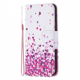 Leren Hoesje voor iPhone 12 / 12 Pro Met Ketting Meerdere Hartjes Met Bandjes