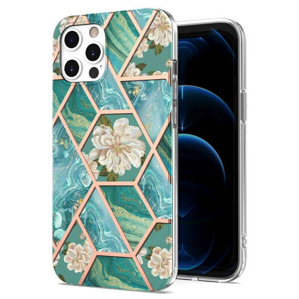 Telefoonhoesje voor iPhone 12 / 12 Pro Bloemen Gemarmerd