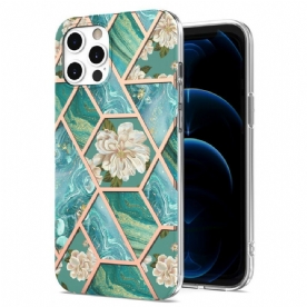 Telefoonhoesje voor iPhone 12 / 12 Pro Bloemen Gemarmerd