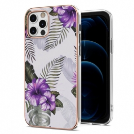 Telefoonhoesje voor iPhone 12 / 12 Pro Paarse Bloemen