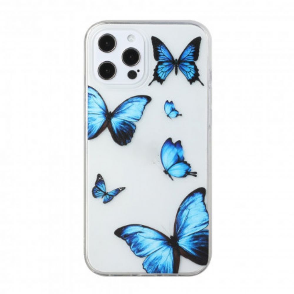 Telefoonhoesje voor iPhone 12 / 12 Pro Vlucht Van Blauwe Vlinders