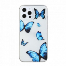 Telefoonhoesje voor iPhone 12 / 12 Pro Vlucht Van Blauwe Vlinders