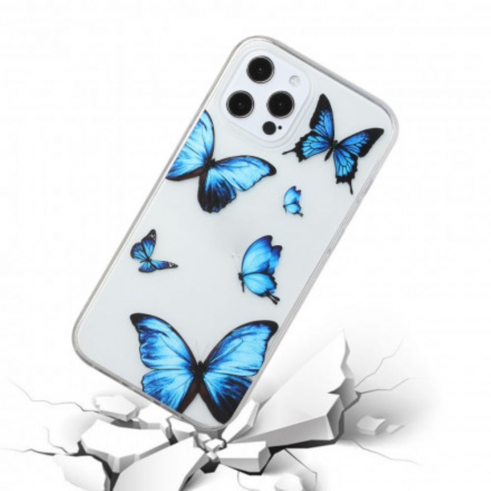 Telefoonhoesje voor iPhone 12 / 12 Pro Vlucht Van Blauwe Vlinders