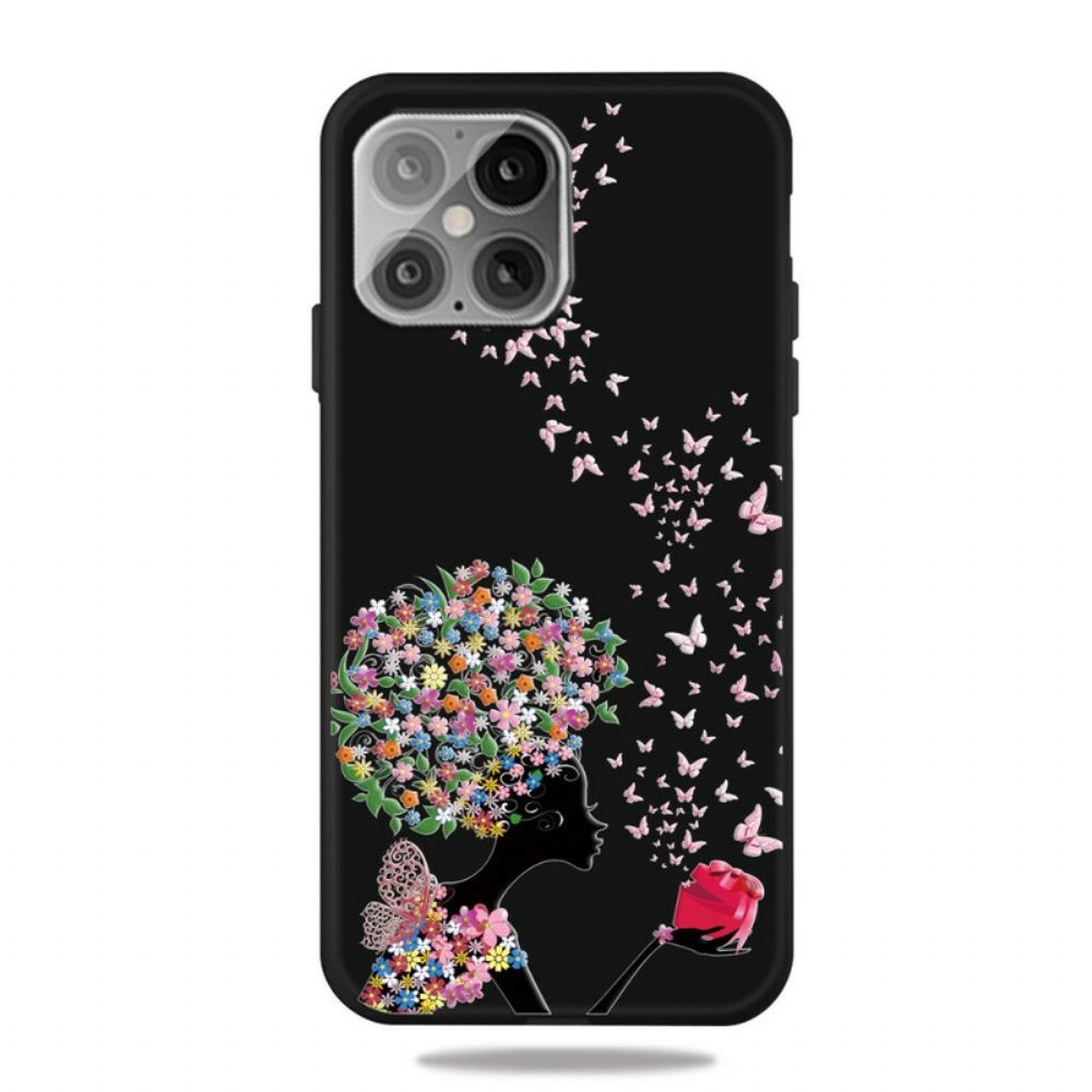 Telefoonhoesje voor iPhone 12 / 12 Pro Vrouw Met Bloemhoofd