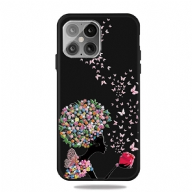 Telefoonhoesje voor iPhone 12 / 12 Pro Vrouw Met Bloemhoofd