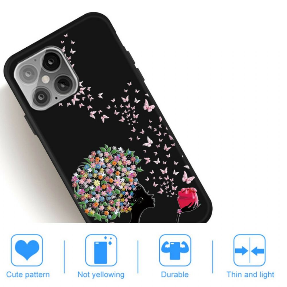 Telefoonhoesje voor iPhone 12 / 12 Pro Vrouw Met Bloemhoofd