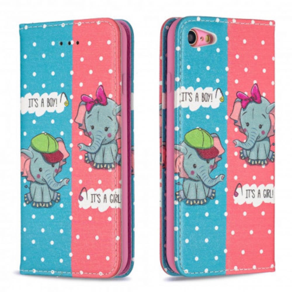 Bescherming Hoesje voor iPhone SE 3 / SE 2 / 8 / 7 Folio-hoesje Babyolifanten