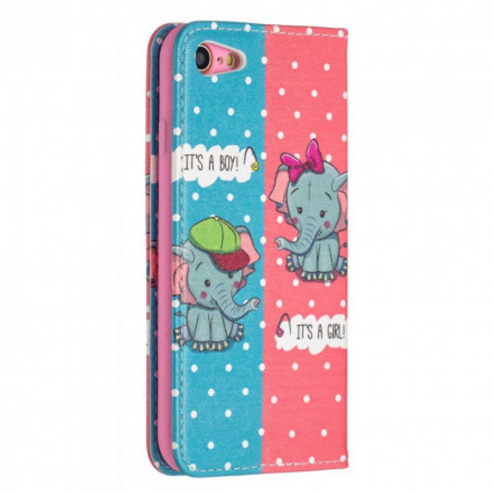 Bescherming Hoesje voor iPhone SE 3 / SE 2 / 8 / 7 Folio-hoesje Babyolifanten