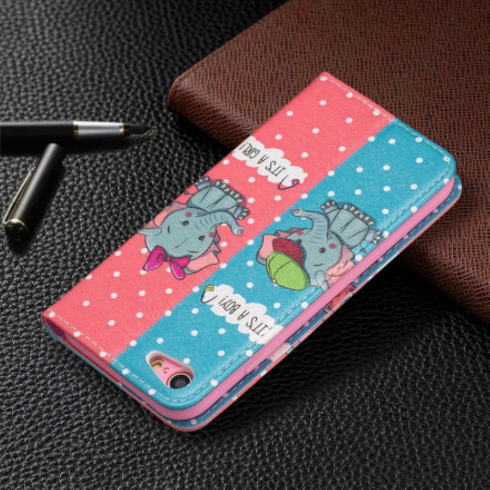 Bescherming Hoesje voor iPhone SE 3 / SE 2 / 8 / 7 Folio-hoesje Babyolifanten