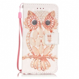 Flip Case voor iPhone SE 3 / SE 2 / 8 / 7 Met Ketting Gebonden Aquarel Uil