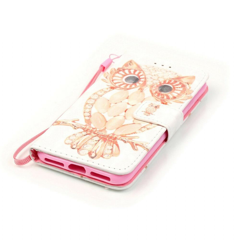 Flip Case voor iPhone SE 3 / SE 2 / 8 / 7 Met Ketting Gebonden Aquarel Uil