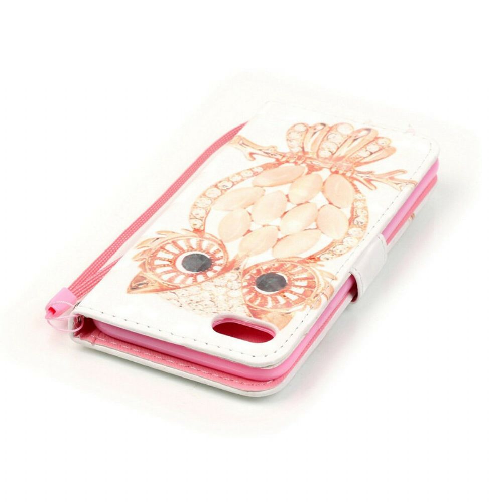 Flip Case voor iPhone SE 3 / SE 2 / 8 / 7 Met Ketting Gebonden Aquarel Uil