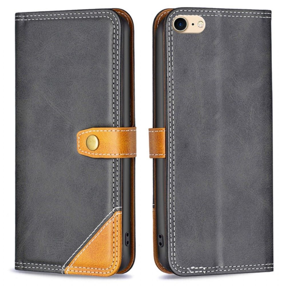 Folio-hoesje voor iPhone SE 3 / SE 2 / 8 / 7 Bicolor Binfen-kleur