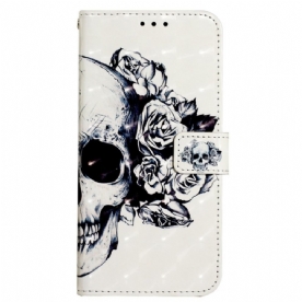 Folio-hoesje voor iPhone SE 3 / SE 2 / 8 / 7 Bloemenschedel