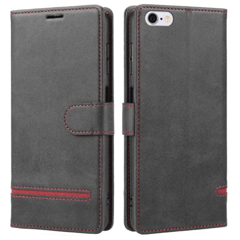 Folio-hoesje voor iPhone SE 3 / SE 2 / 8 / 7 Vintage Stealth