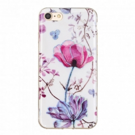 Hoesje voor iPhone SE 3 / SE 2 / 8 / 7 Bloemen Design Pailletten