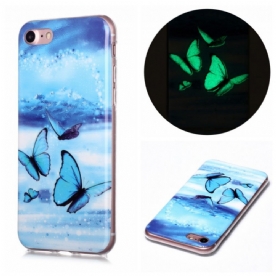 Hoesje voor iPhone SE 3 / SE 2 / 8 / 7 Fluorescerende Vlinders