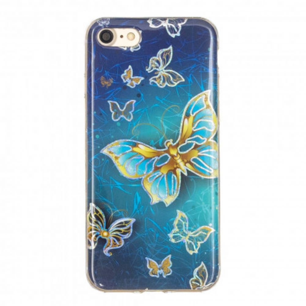 Hoesje voor iPhone SE 3 / SE 2 / 8 / 7 Glitter Design Vlinders