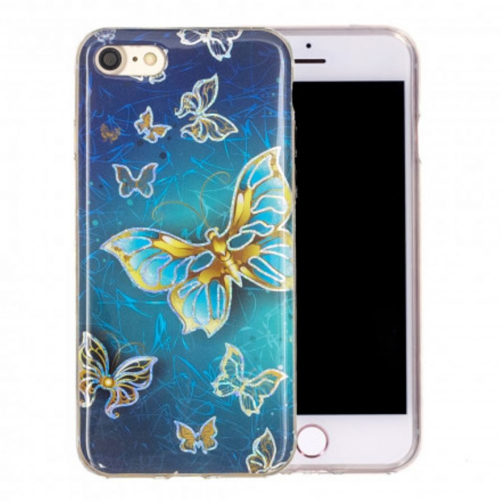 Hoesje voor iPhone SE 3 / SE 2 / 8 / 7 Glitter Design Vlinders