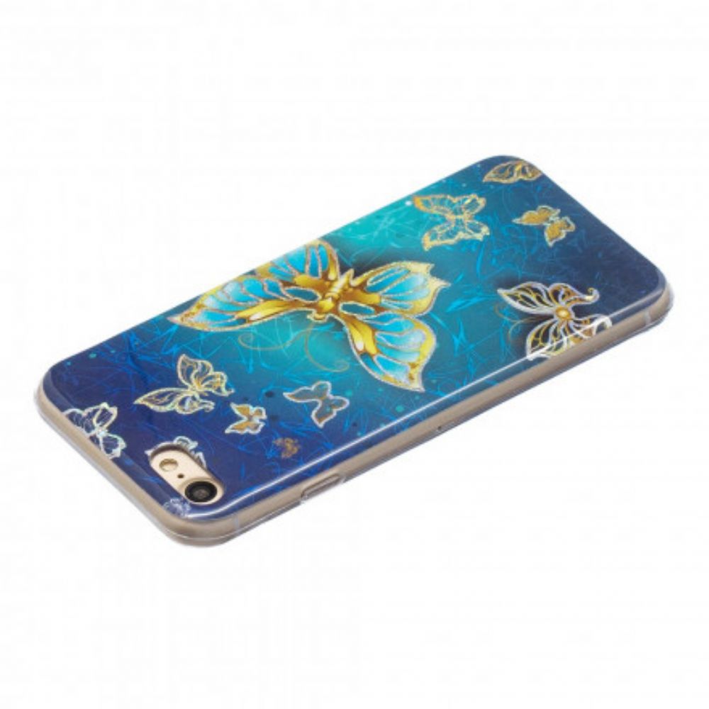 Hoesje voor iPhone SE 3 / SE 2 / 8 / 7 Glitter Design Vlinders