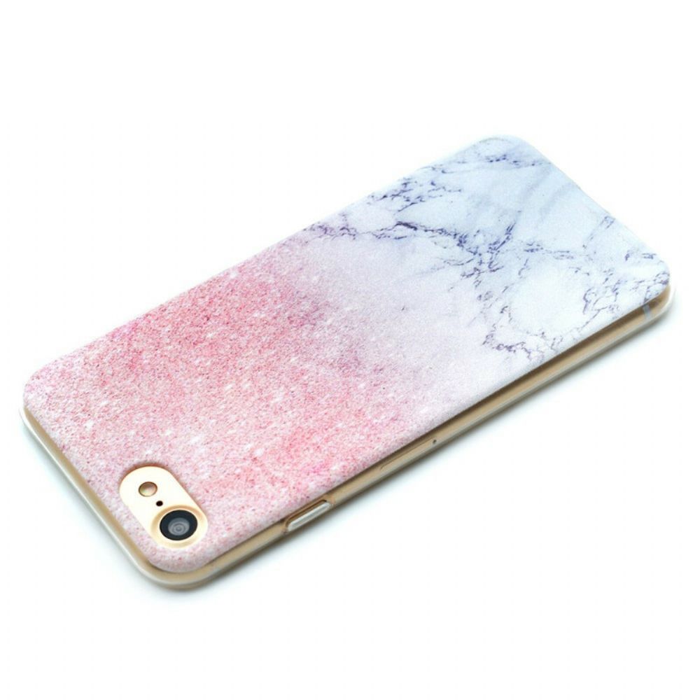 Hoesje voor iPhone SE 3 / SE 2 / 8 / 7 Magenta Marmer