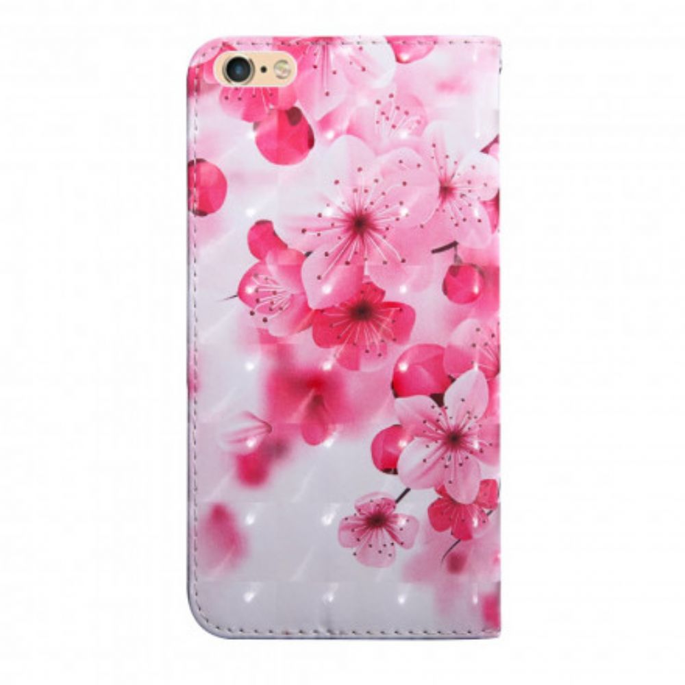 Leren Hoesje voor iPhone SE 3 / SE 2 / 8 / 7 Roze Bloemen