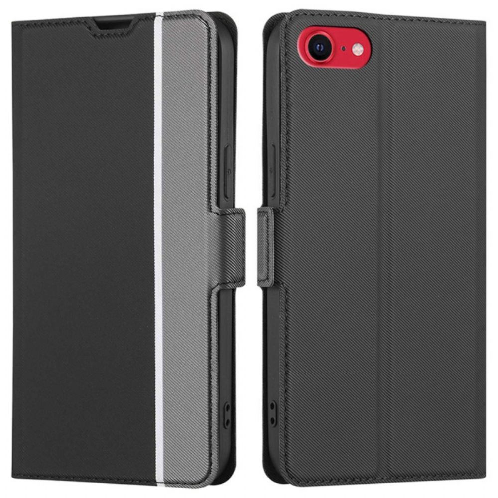 Leren Hoesje voor iPhone SE 3 / SE 2 / 8 / 7 Tweekleurige Dubbele Sluiting