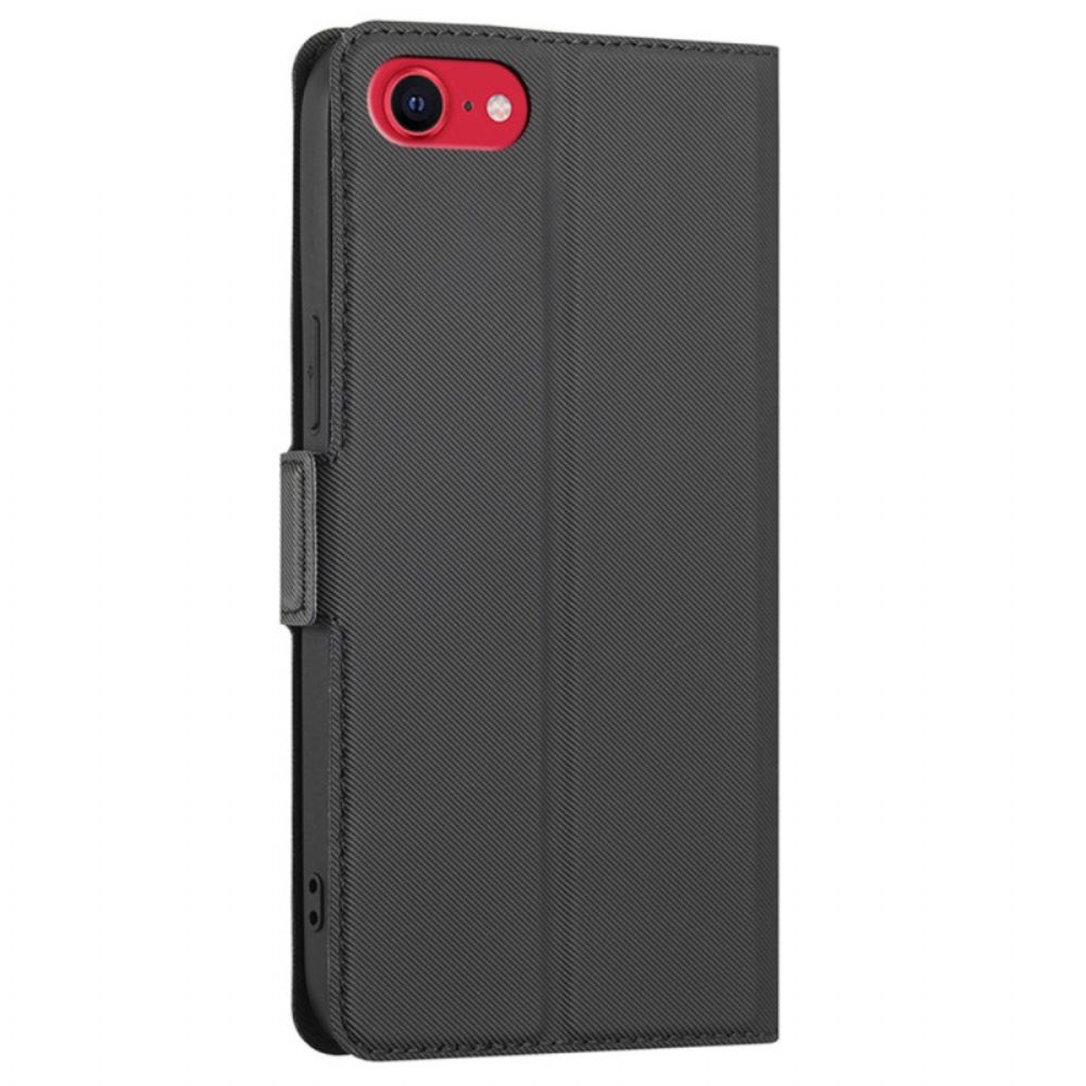 Leren Hoesje voor iPhone SE 3 / SE 2 / 8 / 7 Tweekleurige Dubbele Sluiting