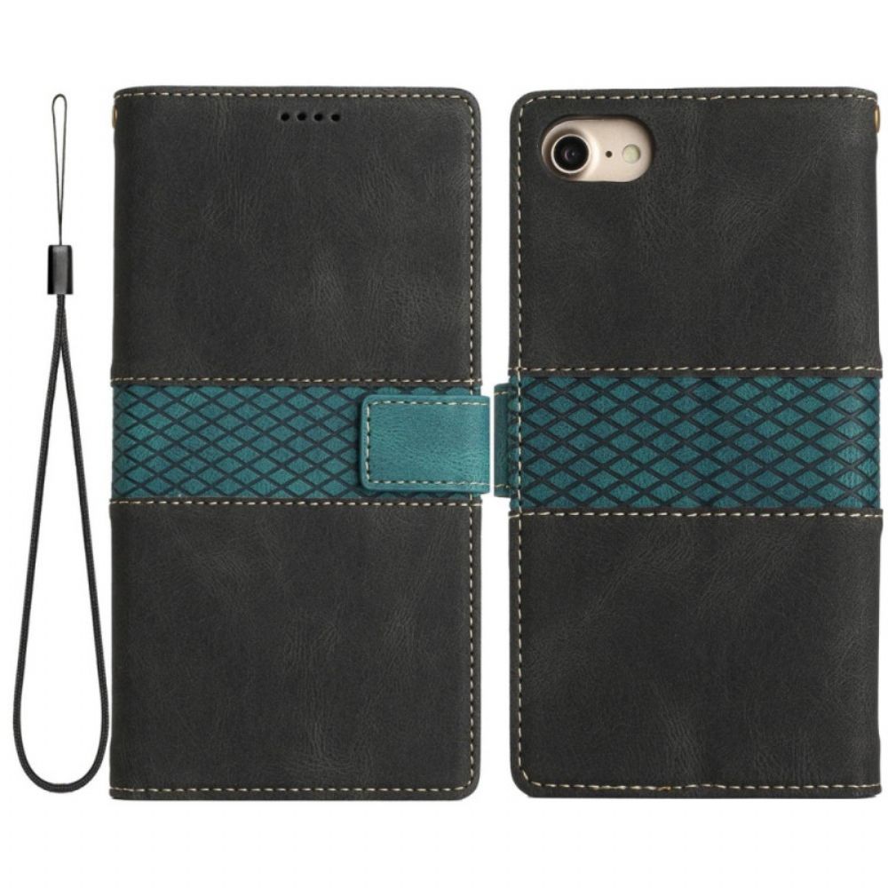 Leren Hoesje voor iPhone SE 3 / SE 2 / 8 / 7 Tweekleurige Omkeerbare Sluiting