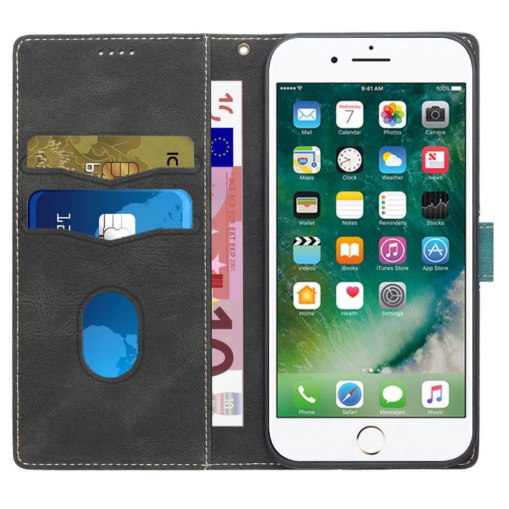 Leren Hoesje voor iPhone SE 3 / SE 2 / 8 / 7 Tweekleurige Omkeerbare Sluiting