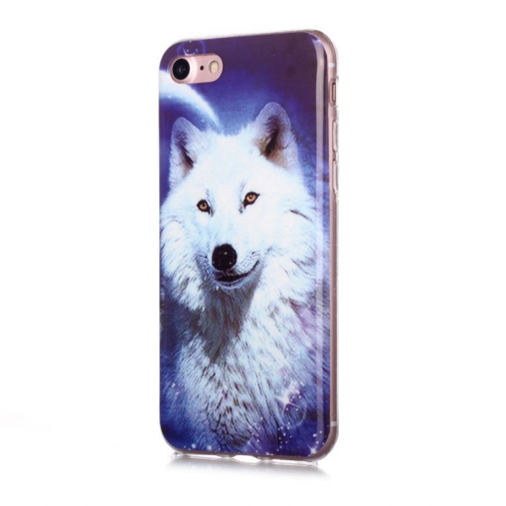 Telefoonhoesje voor iPhone SE 3 / SE 2 / 8 / 7 Fluorescerende Wolf