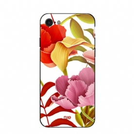 Telefoonhoesje voor iPhone SE 3 / SE 2 / 8 / 7 Glazen En Siliconen Bloemen Nxe