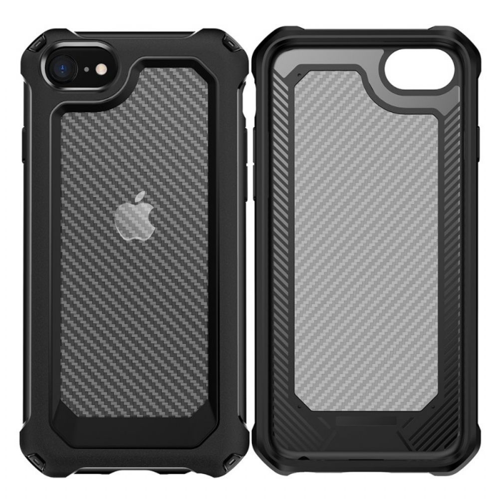 Telefoonhoesje voor iPhone SE 3 / SE 2 / 8 / 7 Koolstofvezel Hybride