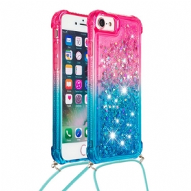 Telefoonhoesje voor iPhone SE 3 / SE 2 / 8 / 7 Met Koord Met Glitter Siliconen Koord