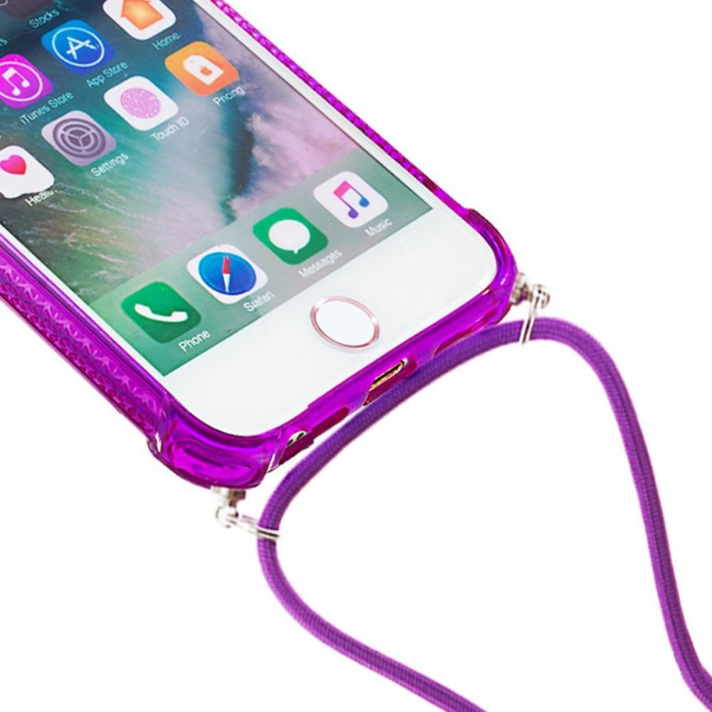 Telefoonhoesje voor iPhone SE 3 / SE 2 / 8 / 7 Met Koord Met Glitter Siliconen Koord