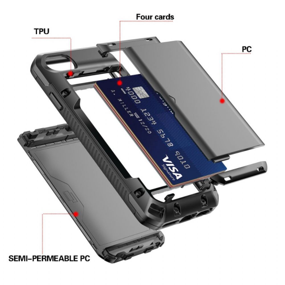 Telefoonhoesje voor iPhone SE 3 / SE 2 / 8 / 7 Vak 4 Kaarthouders