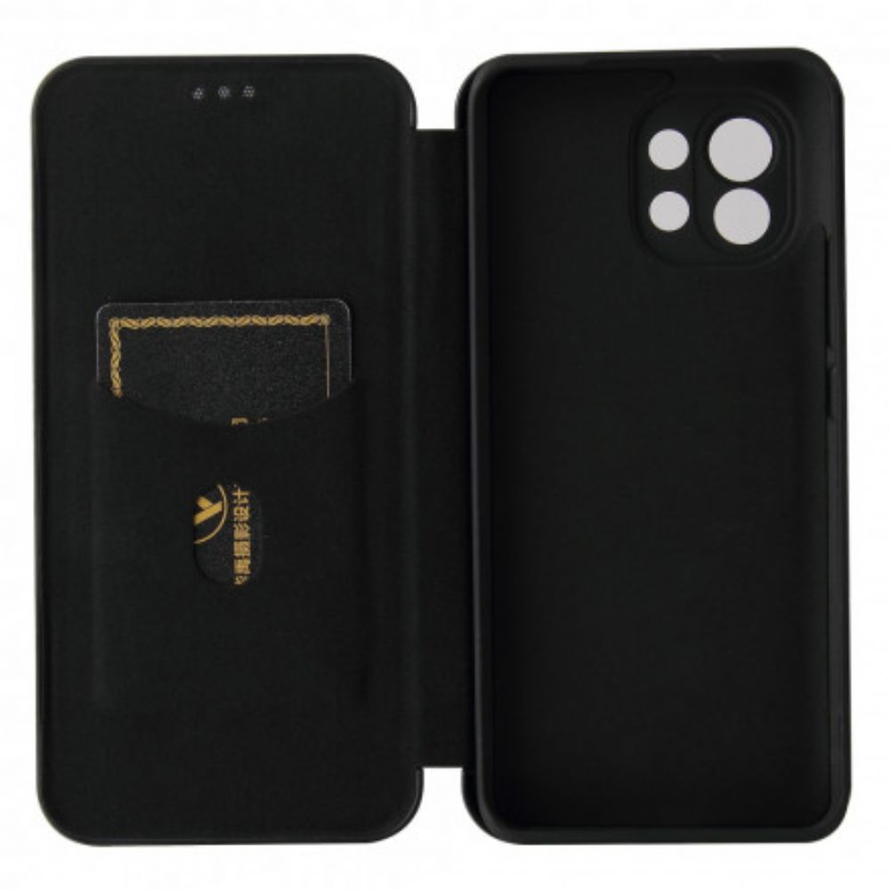 Bescherming Hoesje voor Xiaomi Mi 11 5G Folio-hoesje Koolstofvezel Met Steunring