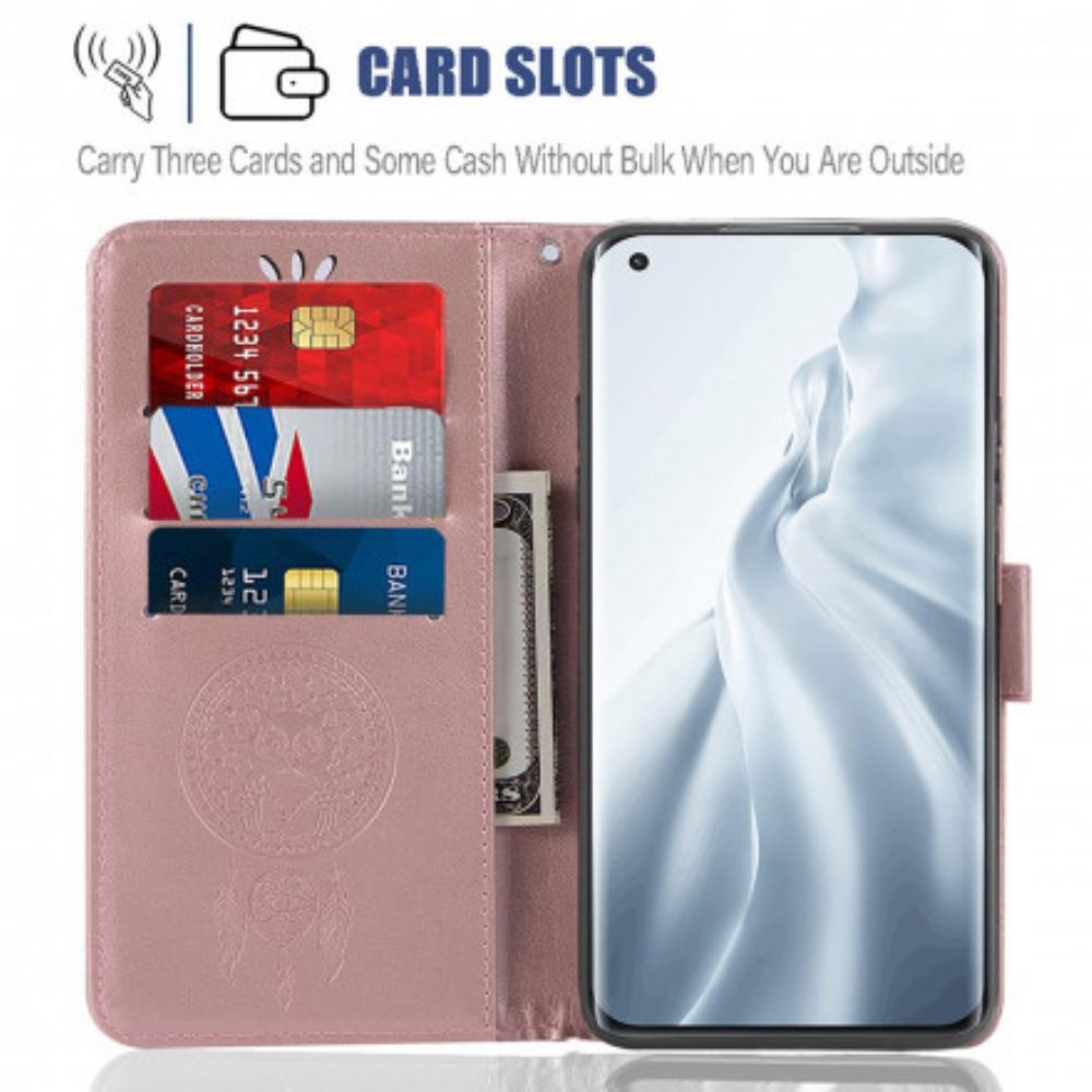 Flip Case voor Xiaomi Mi 11 5G Lederen Effect Dromenvanger Uil