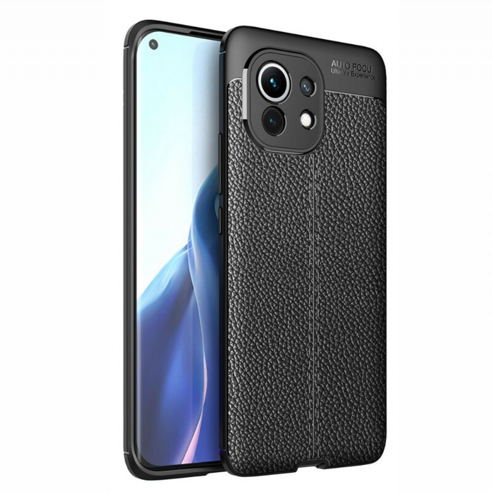 Hoesje voor Xiaomi Mi 11 5G Dubbele Lijn Litchi Leder Effect