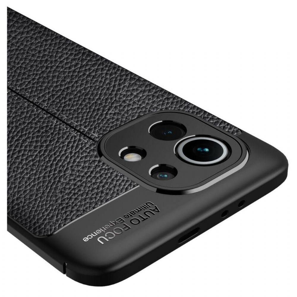 Hoesje voor Xiaomi Mi 11 5G Dubbele Lijn Litchi Leder Effect