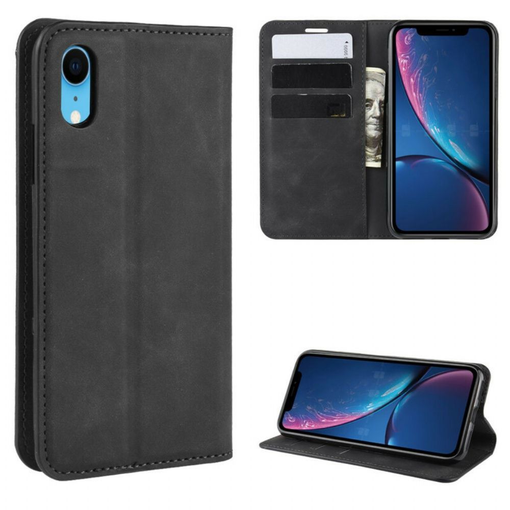 Bescherming Hoesje voor iPhone XR Folio-hoesje Zacht Leereffect