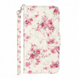 Folio-hoesje voor iPhone XR Met Ketting Bloemen Lichtvlekken Met Riem