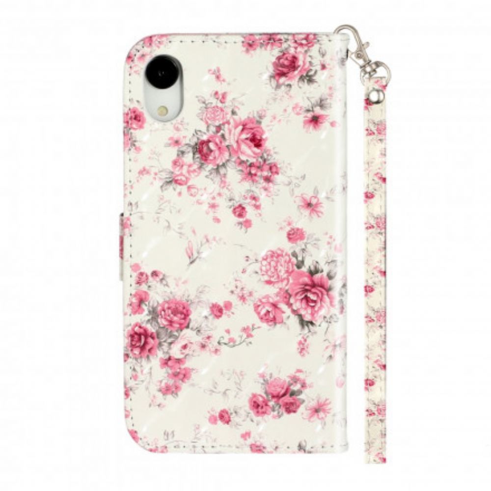 Folio-hoesje voor iPhone XR Met Ketting Bloemen Lichtvlekken Met Riem