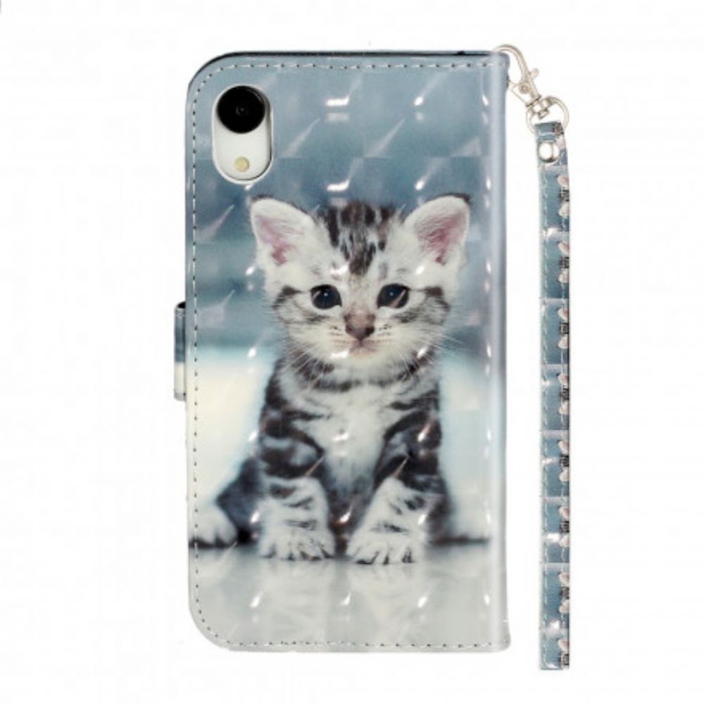 Folio-hoesje voor iPhone XR Met Ketting Lichtvlekken Riem Kitten