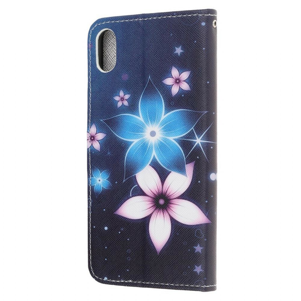 Folio-hoesje voor iPhone XR Met Ketting Maanband Bloemen