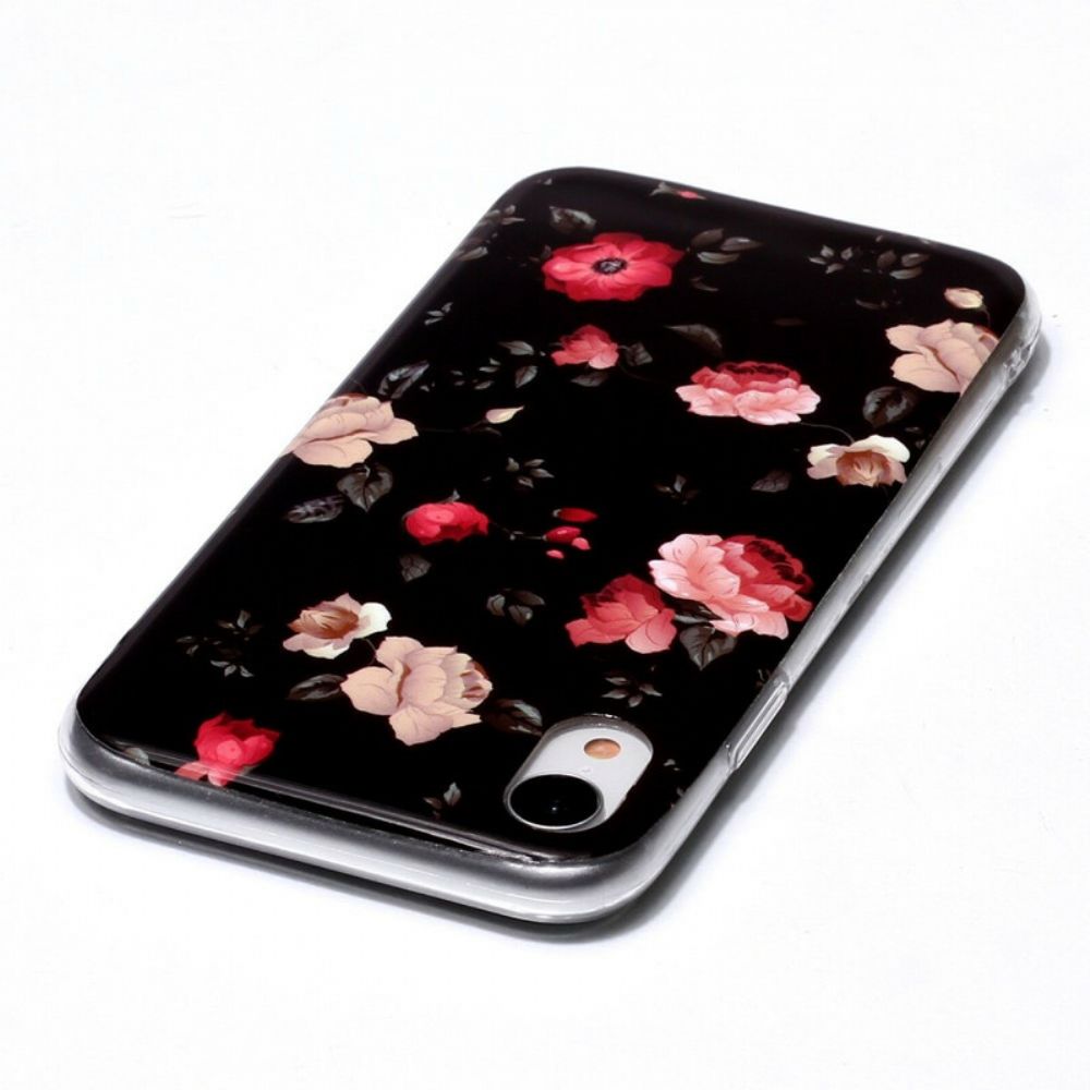 Hoesje voor iPhone XR Fluorescerende Bloemenserie