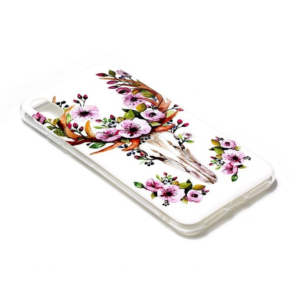 Hoesje voor iPhone XR Fluorescerende Eland Met Bloemen