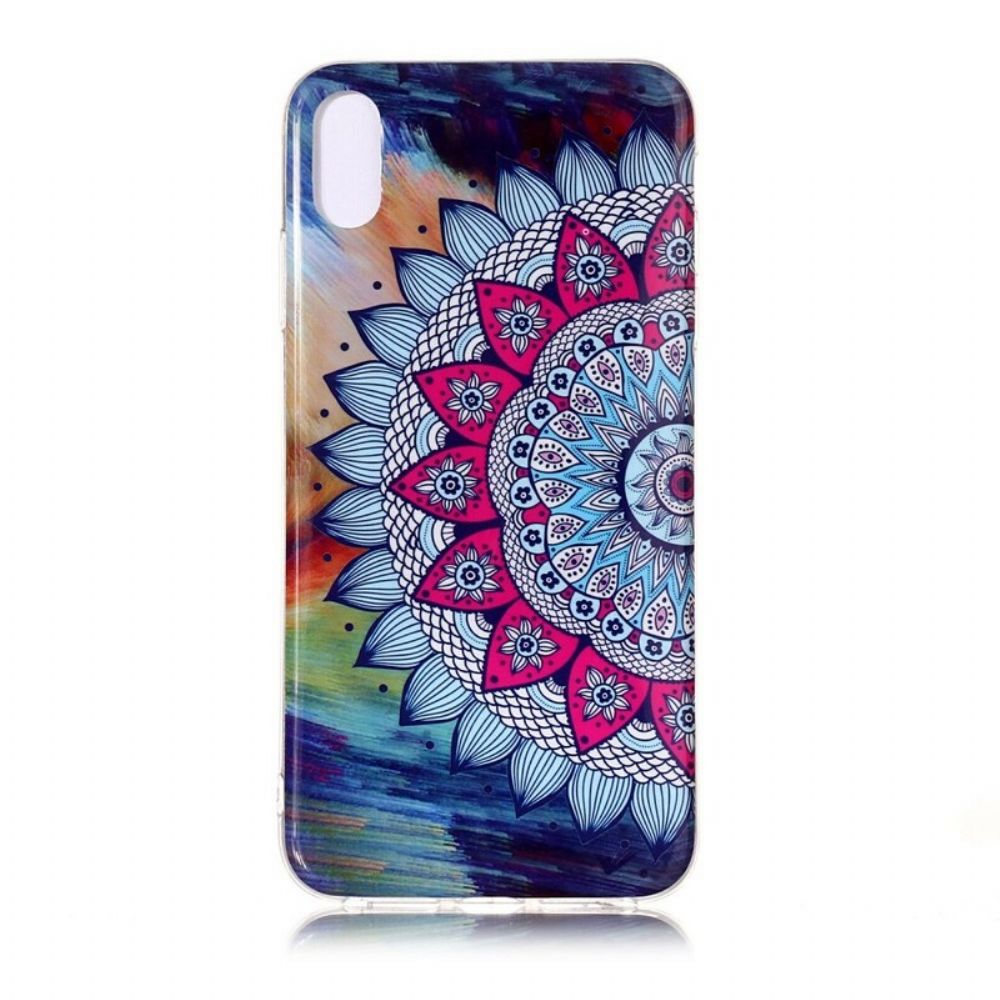 Hoesje voor iPhone XR Fluorescerende Kleurrijke Mandala