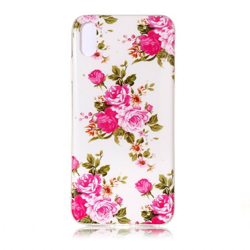 Hoesje voor iPhone XR Fluorescerende Vrijheidsbloemen